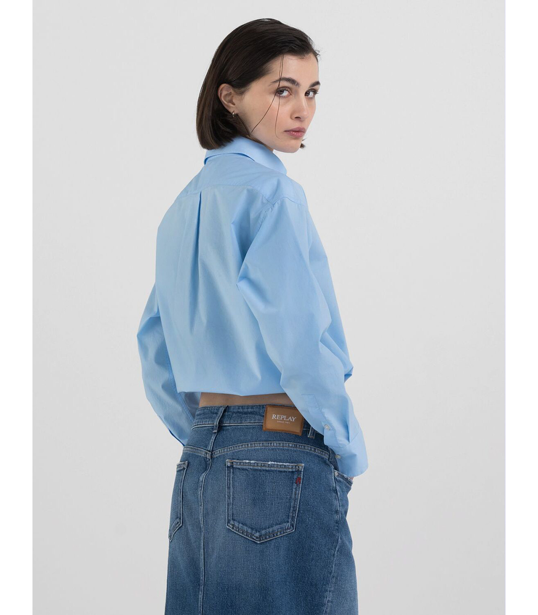 コットンポプリンドローストリングシャツ 詳細画像 スカイブルー 2